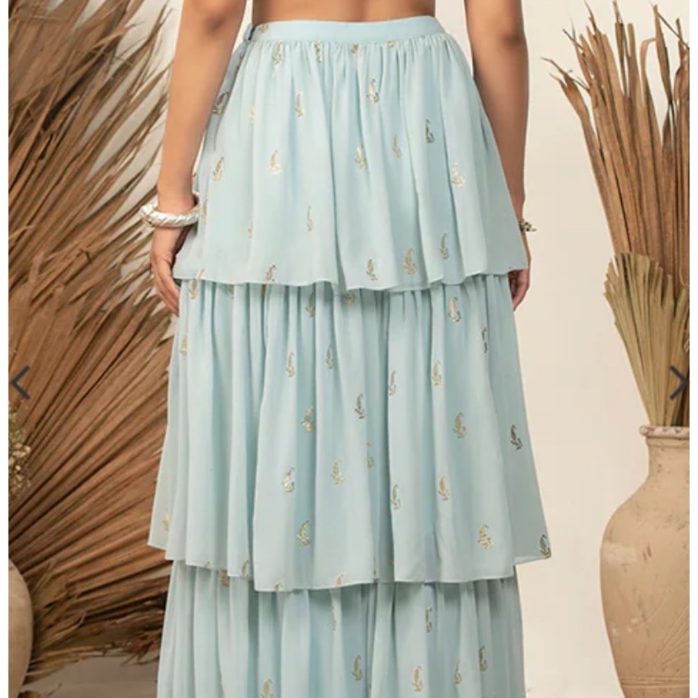 Blue Tiered Ruffled Sharara
